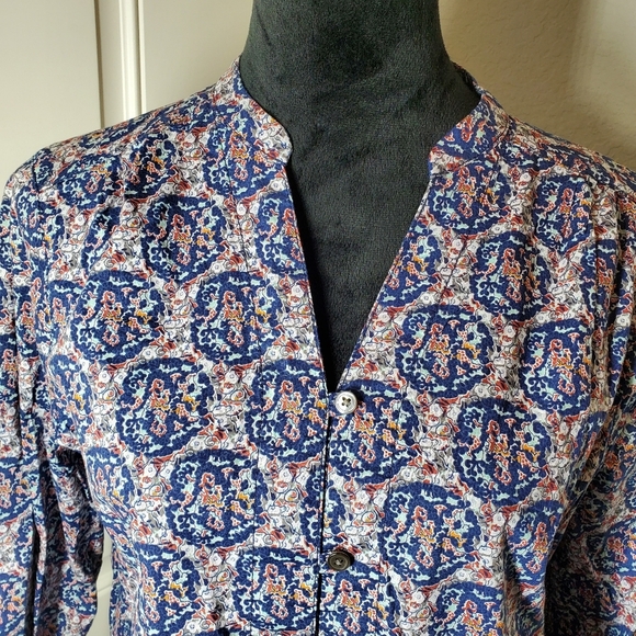 NWT Lands' End Midnight Sky Floral V-Neck Button Front Blouse Women's Size 6 - Picture 14 of 16